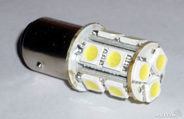 фото Светодиод Диалуч P21/5W 12V BAY15d (12 SMD,белый) 