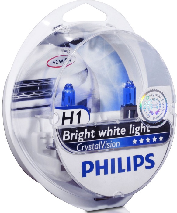 фото Автолампа Philips H1 12V 55W Crystal Vision 4300K (2шт+2шт W5W) 
