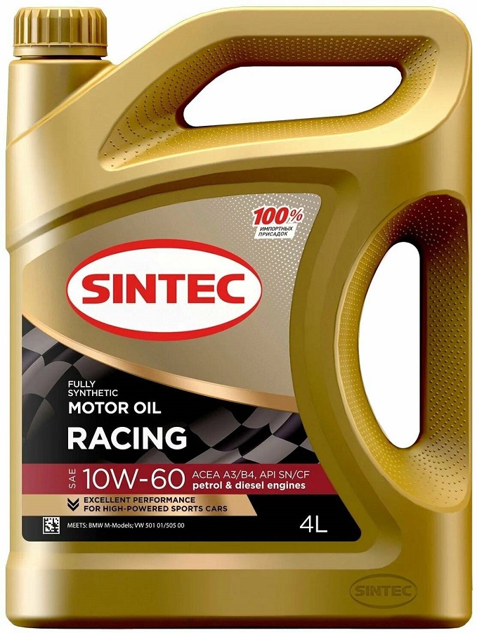 фото Моторное масло SINTEC RACING SAE 10W-60 API SN/CF ACEA  A3/B4, 4л 