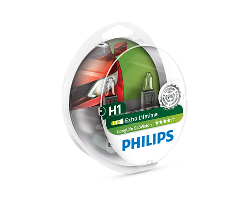 фото Автолампа Philips H1 12V 55W LongLife EcoVision 2 шт 