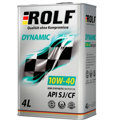 фото Моторное масло ROLF Dynamic 10W-40 API SJ/CF п/синт. 4 L 