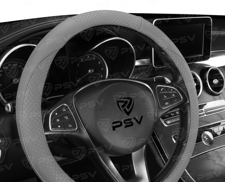 фото Оплетка руля M PSV Great экокожа серая 