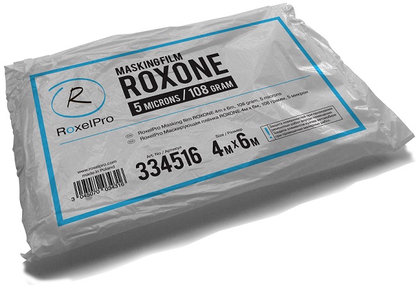 фото Маскирующая прозрачная плёнка ROXONE со стат.эффектом, 4м х 6м, 108 гр, 5 мкм 334516 RoxelPro 
