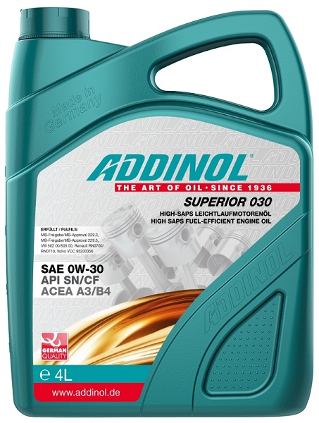 фото Моторное масло ADDINOL Superior 030 0W-30 A3/B3/B4 SM/CF, EC 4Л 