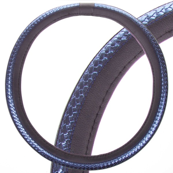 фото Оплетка руля SKYWAY Luxury-1 M Черно/Синяя экокожа 