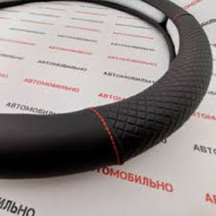 фото Оплетка руля с принтом черная DP-240 