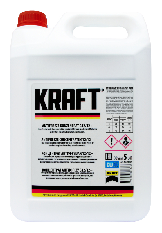 фото Антифриз концентрат G12/G12+ Kraft красный 5л 