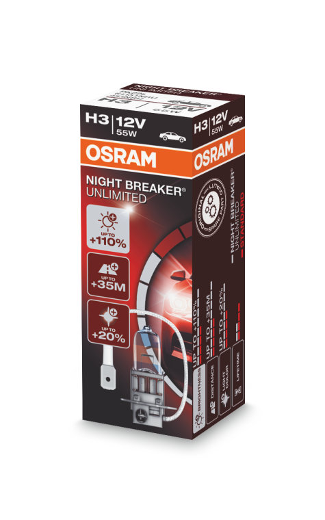 фото Автолампа OSRAM H3 Night Breaker Unlimited +110% НЗ 