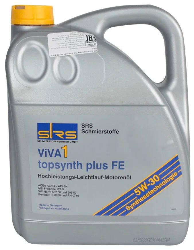 фото Моторное масло SRS VIVA 1 topsynth Plus FE 5W-30 4л. 