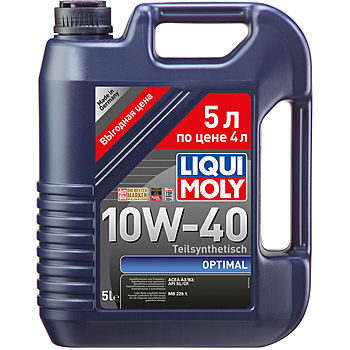 Картинка Моторное масло Liqui Moly Optimal 10W-40 SL/CF A3/B3 5л 