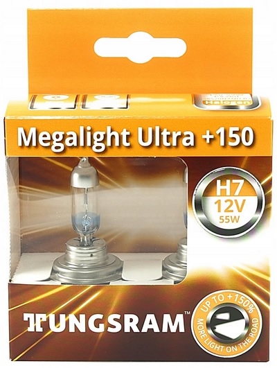 фото Автолампа TUNGSRAM Megalight Ultra +150% H7 12V 55W (2шт) 