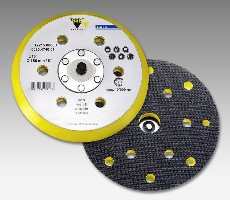 фото Тарелка шлифовальная, универсальная с 15 отв, средняя, D=150 мм, желтая, 5/16+М8 (шт.) 0020.4740 
