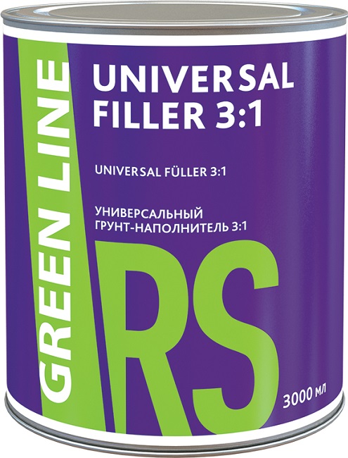фото Грунт-наполнитель универсальный серый 3:1 GREEN LINE UNIVERSAL FILLER 3000 мл 