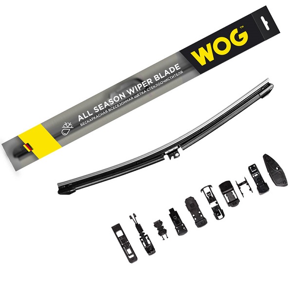 фото Щетка стеклоочистителя бескаркасная WOG 18"/450мм всесезонная 12 переходник 
