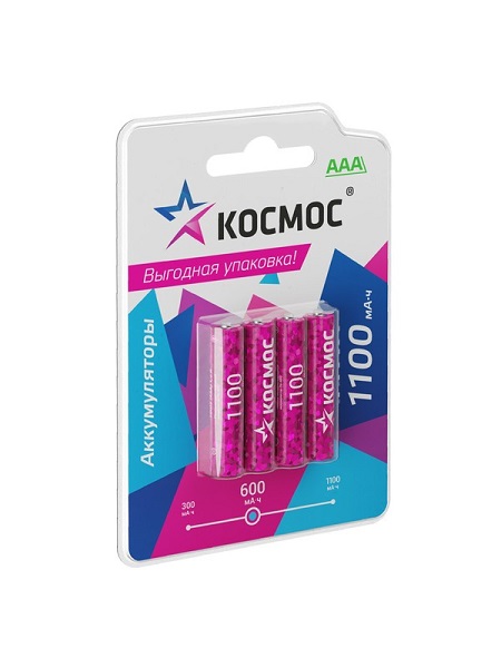 фото Аккумулятор Космос R03 1100mAh Ni-MH BL4 