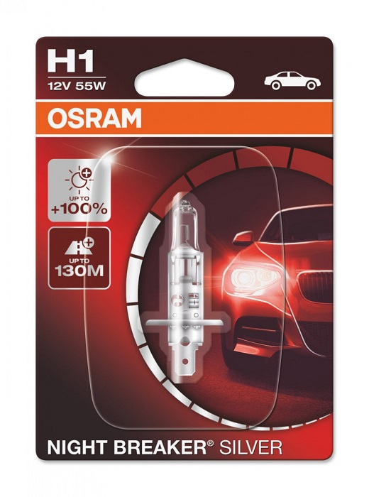 фото Автолампа OSRAM H1 12V 55W Night Breaker Silver +100% 