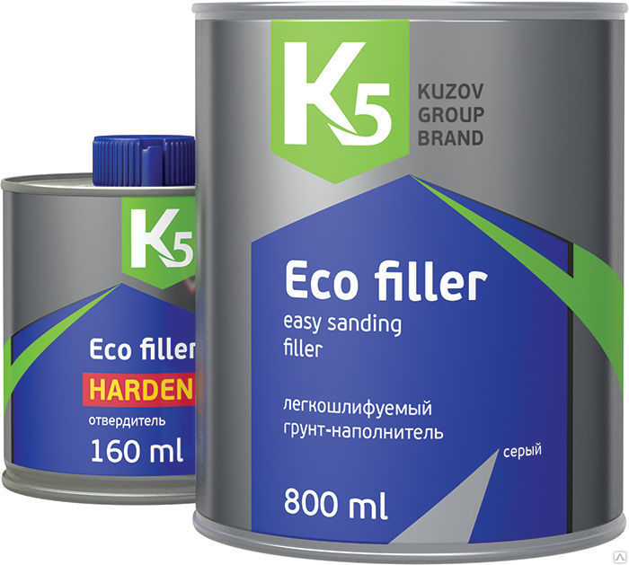 фото Грунт-наполнитель К5 легкошлифуемый Eco Filler 800+160 мл черный 
