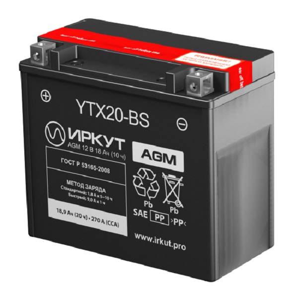 фото Аккумулятор ИРКУТ YTX20-BS 