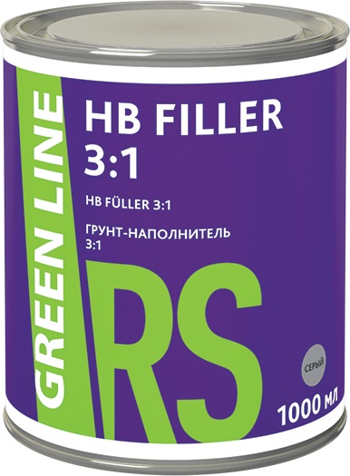 фото Грунт-наполнитель серый 3:1 GREEN LINE RS HB Filler 1000 мл 