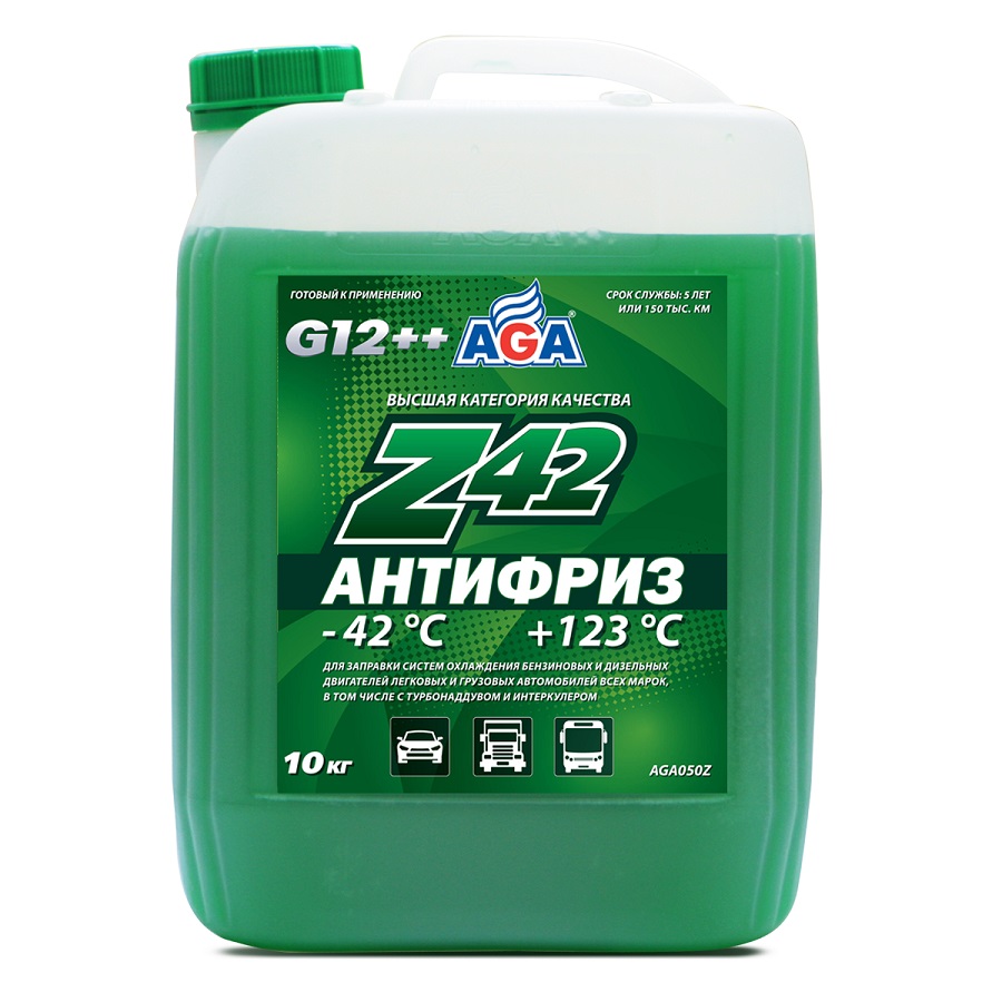 фото Антифриз AGA-Z42/G12++ зеленый -42С/+123С готовый10кг AGA050Z 